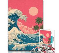 Teenager Jigsaw Japanese Style Waves 1000 Pieces Jigsaw Puzzle for Adults& Teens,Educational Game for Birthday, Chrismas for Ages 14+ 26x38cm