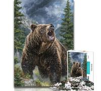 Teenager Jigsaw Jungle Grizzly Jigsaw Puzzle 1000 Pieces for Teenagers,Toys Educational Games Stress Relieving Unique Home Decor And Gifts 50x75cm