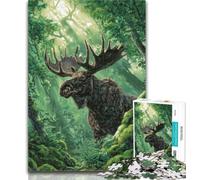 Teenager Jigsaw Jungle Moose Jigsaws 1000 Pieces for Teenagers,Charcoal Art Staycation Kill Time for Home Decoration 26x38cm