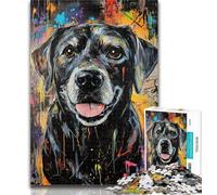 Teenager Jigsaw Labrador Retriever Oil Painting Jigsaw Puzzle 1000 Pieces for Adults,Challenging Game And Family Play Secret Santa Gifts 26x38cm