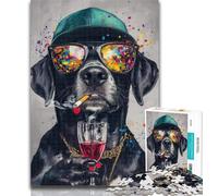 Teenager Jigsaw Labrador Wearing Glasses Jigsaw Puzzle 1000 Pieces for Teenagers,Toys Educational Games Stress Relieving Great Gifts And Toys 26x38cm