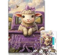 Teenager Jigsaw Lavender Sheep Jigsaw Puzzles for Teenagers 1000 Pieces,Brain Teaser Game Wall Decoration Unique Birthday And Xmas Gifts 26x38cm