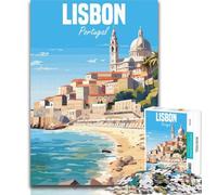 Teenager Jigsaw Lisbon Portugal 1000 Piece Jigsaw Puzzles for Adults Gifts,Challenging Game Toys for Is Ideal As A Gift for The Whole Family 75x50cm
