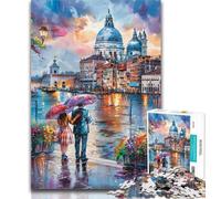 Teenager Jigsaw Lovely City Landscape in Watercolour 1000 Piece Jigsaw Puzzles for Adults,Family Game Birthday Gifts.Challenge High Difficulty 50x75cm