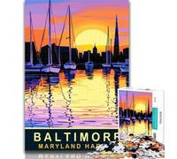 Teenager Jigsaw Maryland Harbor Baltimore 1000 Piece Jigsaw Puzzles for Adults Gifts,Challenging Game Toys for Is Ideal As A Gift for The Whole Family 26x38cm