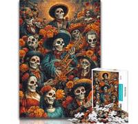 Teenager Jigsaw Mexican Skull Jigsaw Puzzle 1000 Pieces for Teenagers,Toys Educational Games Stress Relieving Great Gifts And Toys 26x38cm