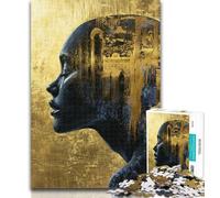 Teenager Jigsaw Mexican Style Golden Skull 1000 Pieces Jigsaw Puzzles For Teens And Adults,Interesting Stress Reduction Parent-child Interaction 50x75cm