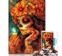Teenager Jigsaw Mexican Style Skull Jigsaw Puzzle 1000 Pieces for Adults,Challenging Game And Family Play Secret Santa Gifts 50x75cm
