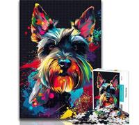 Teenager Jigsaw Miniature Schnauzer DJ Neon Jigsaws Puzzles 1000 Pieces for Adults Gifts,for Educational Game Challenge Toy Artists Collection, Fine Art 50x75cm