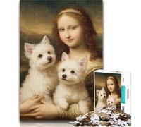 Teenager Jigsaw Mona Lisa And Dog 1000 Piece Jigsaw Puzzles for Adults,Family Game Birthday Gifts.Challenge High Difficulty 50x75cm