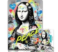 Teenager Jigsaw Mona Lisa Graffiti 1000 Piece Jigsaw Puzzles for Teenagers Gifts,Toys Educational Games Stress Relieving Enhance Love between Couples 50x75cm
