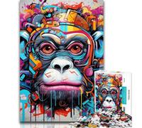 Teenager Jigsaw Monkey Graffiti 1000 Piece Jigsaw Puzzles for Adults & Teens,Learning Educational Toys Family Games Enhance Love between Couples 26x38cm