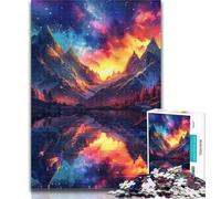 Teenager Jigsaw Mountain Aurora Jigsaw Puzzle 1000 Pieces for Teenagers,Stress Reliever Staycation Kill Time Funny Gift 50x75cm