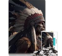 Teenager Jigsaw Native Chief 1000 Pieces Jigsaw Puzzles For Teens And Adults,Stress Reliever Difficult Challenge Enhance Love between Couples (38x26cm)