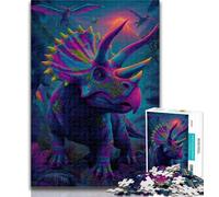 Teenager Jigsaw Neon Coloured Triceratops 1000 Pieces Jigsaw Puzzles For Teens And Adults,gifts for Friends And Family for Age 14 Years Up 50x75cm