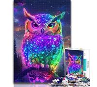 Teenager Jigsaw Neon Owl 1000 Piece Jigsaw Puzzles for Adults,Wall Decoration Unique Birthday And Xmas Gifts Suitable for And 14 50x75cm