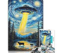 Teenager Jigsaw Night Sky UFO 1000 Piece Jigsaw Puzzles for Teenagers Gifts,Toy Intellectual Game Artists Collection, Fine Art 50x75cm