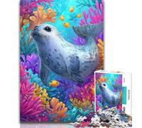 Teenager Jigsaw Ocean Seal 1000 Piece Jigsaw Puzzle for Adults Teens,is Ideal As A Gift for The Whole Family Suitable for And 14 50x75cm