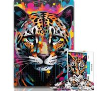 Teenager Jigsaw Ocelot Graffiti 1000 Pieces Jigsaw Puzzle for Adults& Teens,Educational Toys Is Ideal As A Gift for The Whole Family 75x50cm