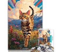 Teenager Jigsaw Ocelot Jigsaw Puzzle 1000 Pieces for Teenagers,Stress Reliever Staycation Kill Time Funny Gift 50x75cm