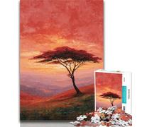 Teenager Jigsaw Oil Painting of An Acacia Tree Adult Jigsaws 1000 Pieces Difficult,Vibrant And Unique Design Relaxing & Challenging Puzzle Experience 50x75cm