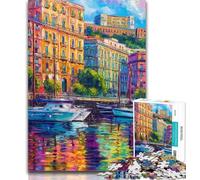 Teenager Jigsaw Painting of Napoli Italy Waterfront 1000 Piece Jigsaw Puzzles,for Is Ideal As A Gift for The Whole Family for And 14 Years Old 50x75cm