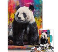 Teenager Jigsaw Panda Graffiti 1000 Piece Jigsaw Puzzles for Teenagers Gifts,Relax Games Is Ideal As A Gift for The Whole Family 26x38cm