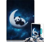 Teenager Jigsaw Panda on The Moon 1000 Piece Jigsaw Puzzles for Adults Gifts,Challenging Game Toys for Is Ideal As A Gift for The Whole Family (26x38cm)