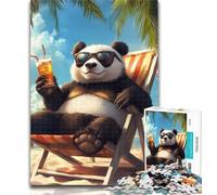 Teenager Jigsaw Panda on Vacation 1000 Pieces Jigsaw Puzzles For Teens And Adults,gifts for Friends And Family for Age 14 Years Up 50x75cm