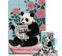 Teenager Jigsaw Panda Reading A Newspaper 1000 Piece Jigsaw Puzzles for Teenagers Gifts,Relax Games Is Ideal As A Gift for The Whole Family 26x38cm