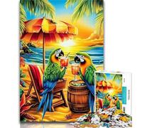Teenager Jigsaw Parrot on Vacation 1000 Piece Jigsaw Puzzle for Adults And Teenagers,Family Game Stress Reliever Difficult Challenge Secret Santa Gifts 26x38cm
