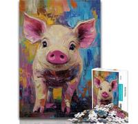 Teenager Jigsaw Pig Baby Oil Painting 1000 Piece Jigsaw Puzzles for Adults,Fun Activity for Home, Rainy Days Toys, Birthday Gifts 26x38cm
