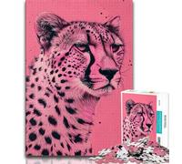 Teenager Jigsaw Pink Cheetah 1000 Pieces Jigsaw Puzzles for Adults And Teens,Enhance Love between Couples for Ages 14+ (50x75cm)