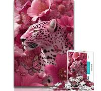 Teenager Jigsaw Pink Leopard Jigsaws 1000 Pieces for Teenagers,Charcoal Art Staycation Kill Time for Home Decoration 50x75cm