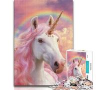 Teenager Jigsaw Pink Unicorn 1000 Pieces Jigsaw Puzzles For Teens And Adults,Stress Reliever Difficult Challenge Enhance Love between Couples (50x75cm)