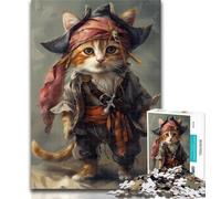Teenager Jigsaw Pirate Cat 1000 Pieces Jigsaw Puzzles for Adults And Teens,Toys Educational Games Stress Relieving Great Gifts And Toys 26x38cm