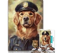 Teenager Jigsaw Police Golden Retriever 1000 Pieces Jigsaw Puzzles For Teens And Adults,Stress Reliever Difficult Challenge Enhance Love between Couples 26x38cm