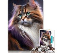 Teenager Jigsaw Portrait of Beautiful Cat 1000 Piece Jigsaw Puzzle for Adults Teens,is Ideal As A Gift for The Whole Family Suitable for And 14 26x38cm