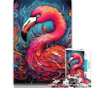 Teenager Jigsaw Psychedelic Art Flamingo Adult Jigsaws 1000 Pieces Difficult,Vibrant And Unique Design Relaxing & Challenging Puzzle Experience 50x75cm