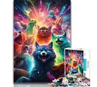 Teenager Jigsaw Psychedelic Art Wolf 1000 Pieces Jigsaw Puzzle for Adults& Teens,Decompressing Intellectual Educational Toy Birthday Present, Gifts 50x75cm
