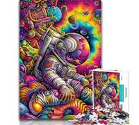 Teenager Jigsaw Psychedelic Astronaut Jigsaw Puzzle 1000 Pieces for Adults,Challenging Game And Family Play Secret Santa Gifts 50x75cm