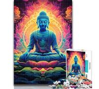 Teenager Jigsaw Psychedelic Buddha 1000 Piece Jigsaw Puzzles for Teenagers Gifts,for Educational Game Challenge Toy Unique Home Decor And Gifts 26x38cm