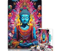 Teenager Jigsaw Psychedelic Buddha Jigsaws 1000 Pieces for Teenagers,Charcoal Art Staycation Kill Time for Home Decoration 50x75cm