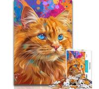 Teenager Jigsaw Psychedelic Cat 1000 Piece Jigsaw Puzzles for Teenagers Gifts,for Educational Game Challenge Toy Unique Home Decor And Gifts 50x75cm