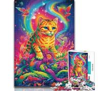 Teenager Jigsaw Psychedelic Cats Jigsaw Puzzles 1000 Pieces for Adults Teens,Learning Educational Toys Family Games Birthday Present, Gifts 26x38cm