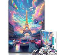 Teenager Jigsaw Psychedelic Eiffel Adult Jigsaws 1000 Pieces Difficult,Learning Educational Toys Family Games Birthday Present, Gifts 26x38cm