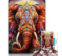 Teenager Jigsaw Psychedelic Elephant Adult Jigsaws 1000 Pieces Difficult,Learning Educational Toys Family Games Birthday Present, Gifts 26x38cm