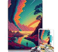 Teenager Jigsaw Psychedelic Nature 1000 Piece Jigsaw Puzzles for Adults & Teens,Learning Educational Toys Family Games Enhance Love between Couples (38x26cm)