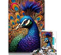 Teenager Jigsaw Psychedelic Peacock Jigsaws 1000 Pieces for Adults,Educational Games Home Decoration Artists Collection, Fine Art 50x75cm