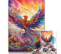 Teenager Jigsaw Psychedelic Phoenix Bird 1000 Piece Jigsaw Puzzles for Adults,Wall Decoration Unique Birthday And Xmas Gifts Suitable for And 14 50x75cm